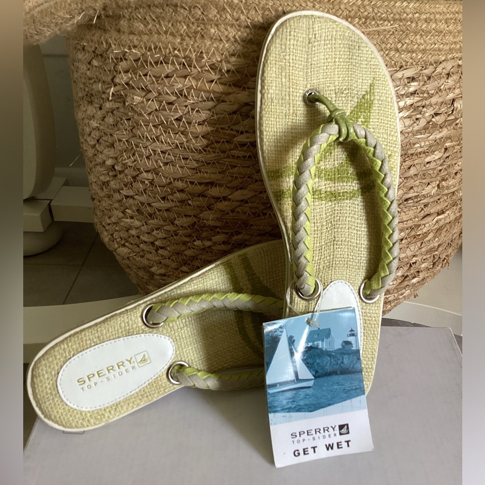 🏝️ SPERRY Top-sider Get Wet braided flip flops NWT